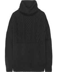 The Row Carrington Cable Knit Cashmere And Silk Blend Turtleneck Sweater
