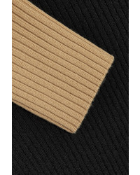 Petar Petrov Color Block Merino Wool Turtleneck Sweater Black