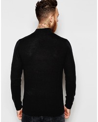 Asos Merino Wool Turtleneck Sweater In Black