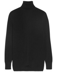 Cushnie et Ochs Paneled Ribbed Merino Wool Turtleneck Sweater Black