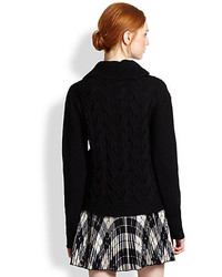 Milly Wool Cable Knit Turtleneck Sweater