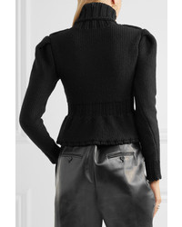 Lemaire Wool Turtleneck Peplum Sweater Black