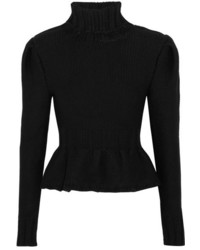 Lemaire Wool Turtleneck Peplum Sweater Black
