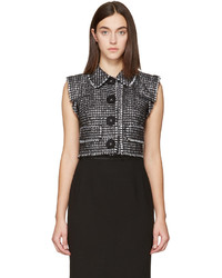 Dolce & Gabbana Black Tweed Cropped Vest