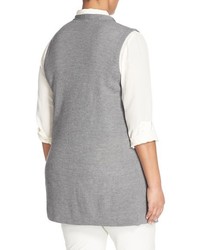 Eileen Fisher Rib Knit Wool Drape Front Vest