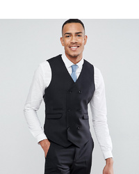 ASOS DESIGN Asos Tall Slim Suit Waistcoat In Black 100% Wool