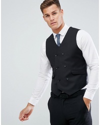 ASOS DESIGN Slim Suit Waistcoat In Black 100% Wool