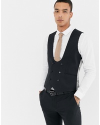 Twisted Tailor Super Skinny Wool Mix Suit Waistcoat In Black