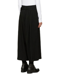 Y's Black Twill U Belted Trousers