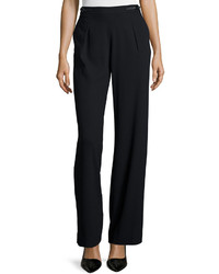 Halston Heritage Pleated Front Wide Leg Trousers Black