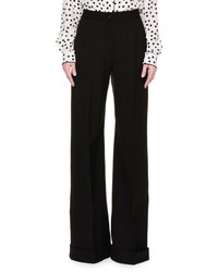 Dolce & Gabbana Wide Leg Folded Cuff Pants Black