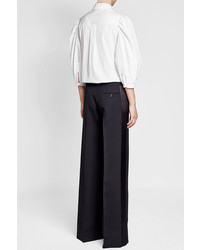 Alexander McQueen Wide Leg Pants With Wool And Silk