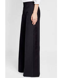 Alexander McQueen Wide Leg Pants With Wool And Silk