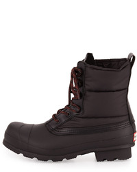 Hunter Boot Quilted Rubber Lace Up Boot Black