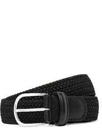 Andersons Andersons 35cm Black Leather Trimmed Woven Elastic Belt