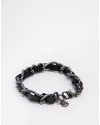 Asos Brand Leather And Chain Woven Bracelet