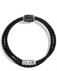 David Yurman Chevron Triple Wrap Bracelet With Black Diamonds