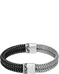 John Hardy Dayak Double Row Silver Nylon Bracelet Large Black