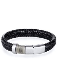 peora Stainless Steel And Black Woven Bracelet