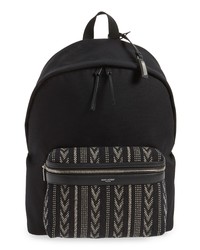 Black Woven Canvas Backpack