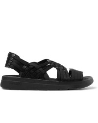 Malibu Canyon Faux Leather Trimmed Woven Webbing Sandals