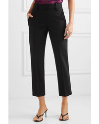Brunello Cucinelli Cropped Bead Embellished Cady Straight Leg Pants