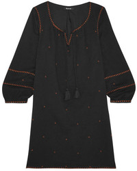 Madewell Kristen Metallic Embroidered Woven Mini Dress Black