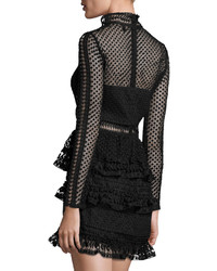 Romeo & Juliet Couture Long Sleeve Mesh Woven Dress Black