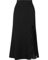 Black Woven Lace Midi Skirt