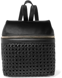 Black Woven Leather Backpack