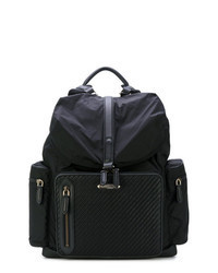 Black Woven Leather Backpack