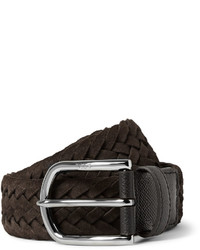 Tod's 35cm Brown Woven Suede And Cross Grain Leather Belt