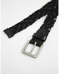 Asos Brand Leather And Woven Plaited Belt