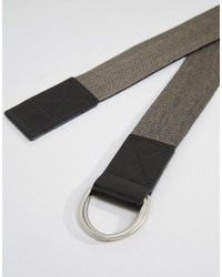 Asos Brand Woven Belt In Herringbone