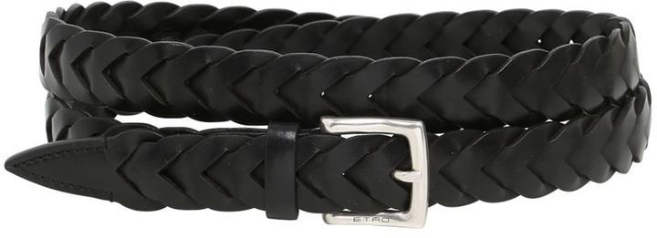 Braided leather belt in black - Etro