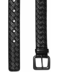 Bottega Veneta Intrecciato Leather Belt Black
