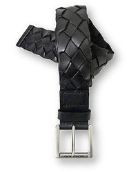 Michael Kors Michl Kors Mk Black Brown Woven Braided Genuine Leather Belt