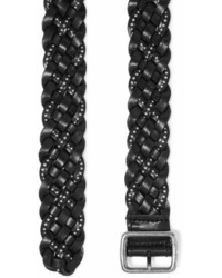 Saint Laurent Studded Woven Leather Belt Black