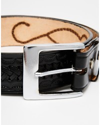Reclaimed Vintage Woven Black Leather Belt