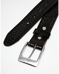 Reclaimed Vintage Woven Black Leather Belt