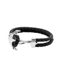 Nialaya Anchor Leather Bracelet