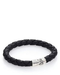 John Hardy Bamboo Woven Leather And Sterling Silver Bracelet