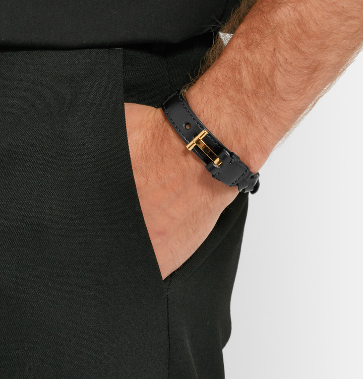 Tom Ford Woven Leather And Gold Plated Bracelet, $490 | MR PORTER |  Lookastic