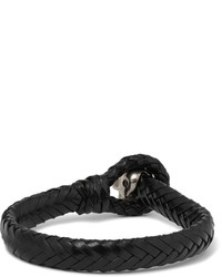 Alexander McQueen Woven Leather And Metal Skull Bracelet