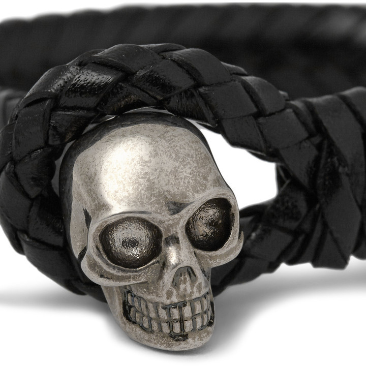 Alexander McQueen woven skull bracelet - Black