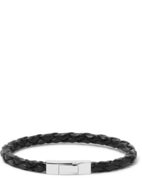 Tateossian Woven Leather Sterling Silver Bracelet