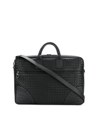 Black Woven Leather Briefcase