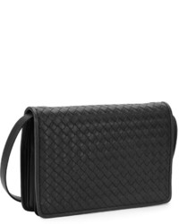 Bottega Veneta Intrecciato Medium Clutch Bag Wstrap Black