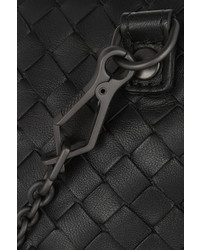 Bottega Veneta Messenger Mini Intrecciato Leather Shoulder Bag Black