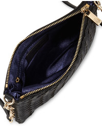Neiman Marcus Woven Faux Leather Crossbody Bag Black